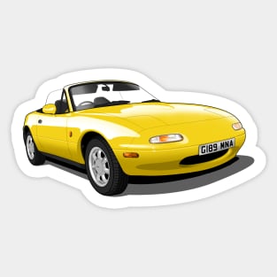 1990 Mazda MX5 in yellow Sticker